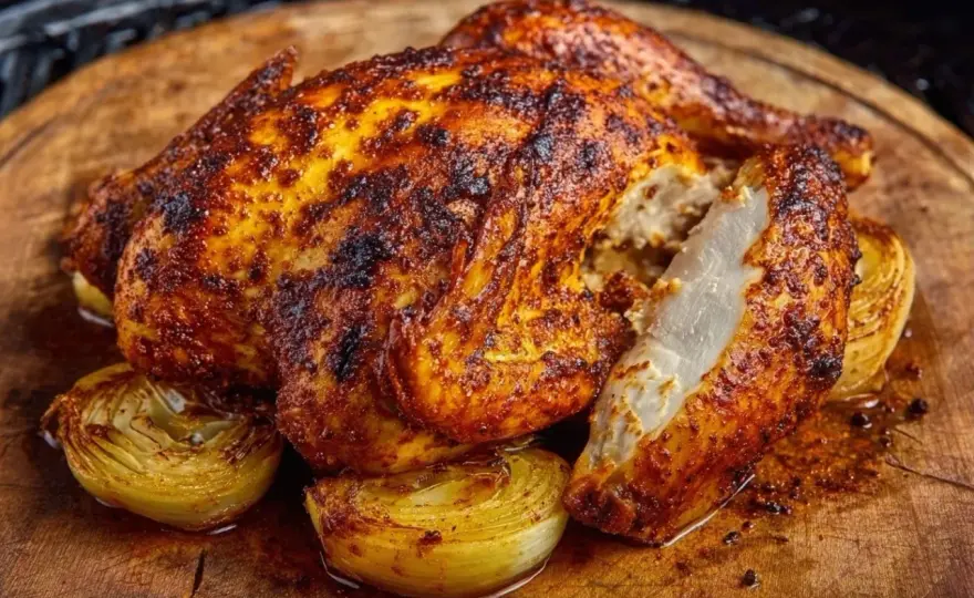 Pollo asado a baja temperatura para una carne jugosa y piel crujiente