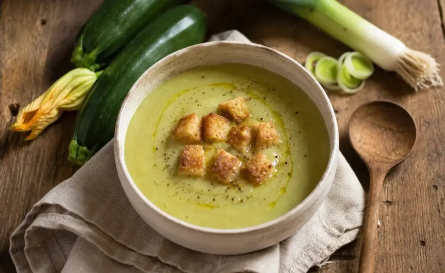 Crema de calabacín casera con textura fina y mucho sabor